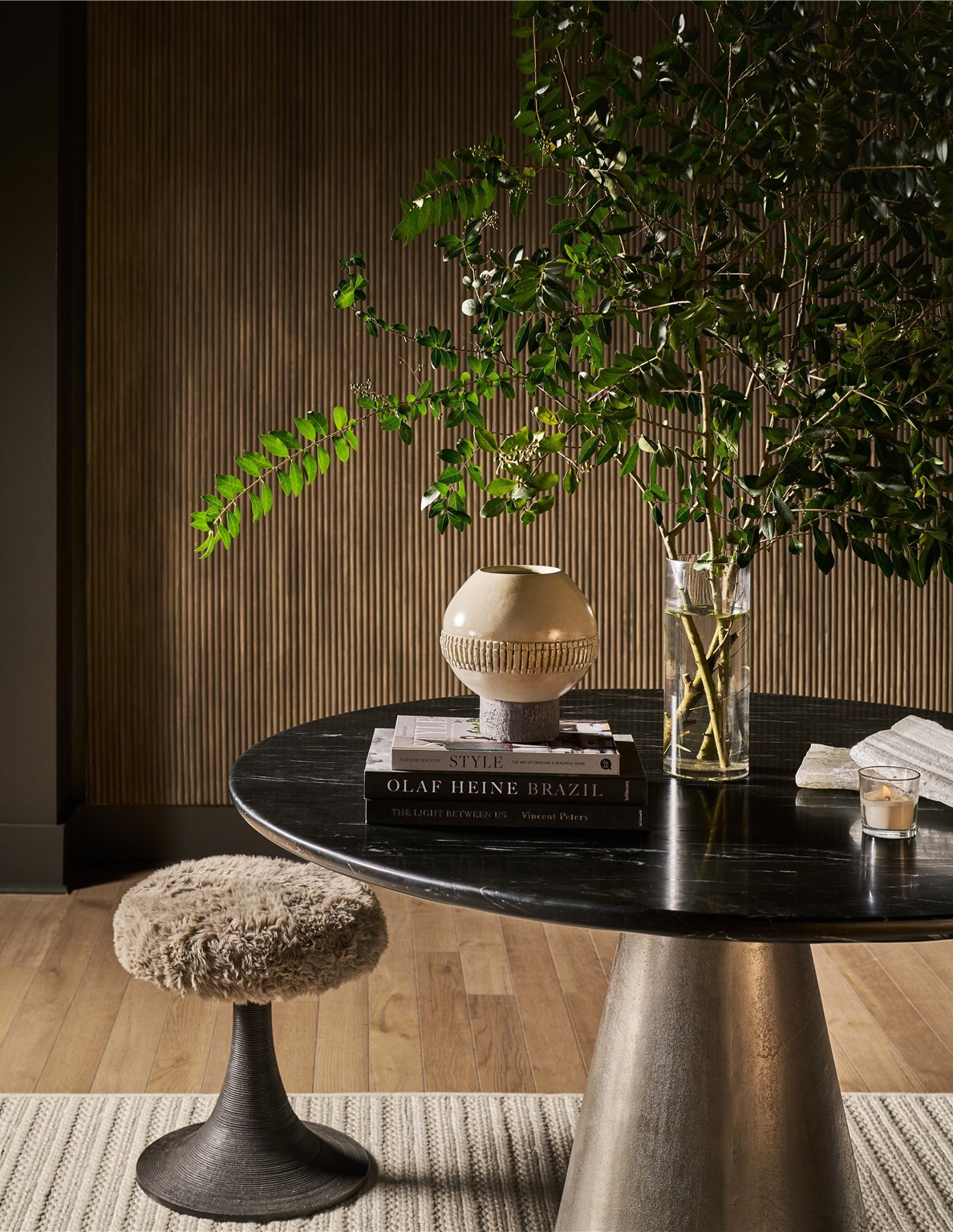 Slate Stone/Aluminum Dining Table