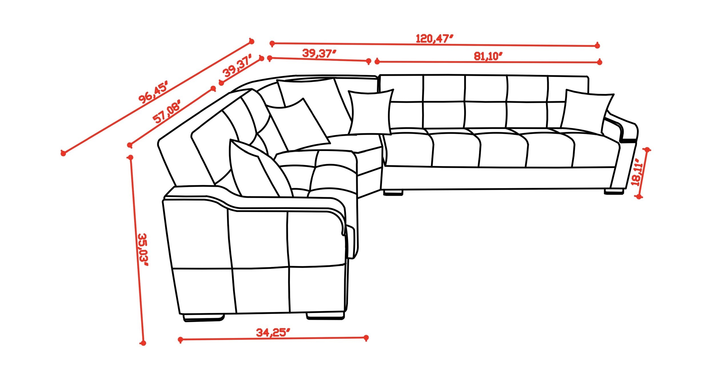 SM Uptown Fabric/PU Reversible L-Shape Storage Sleeper Sectional Sofa