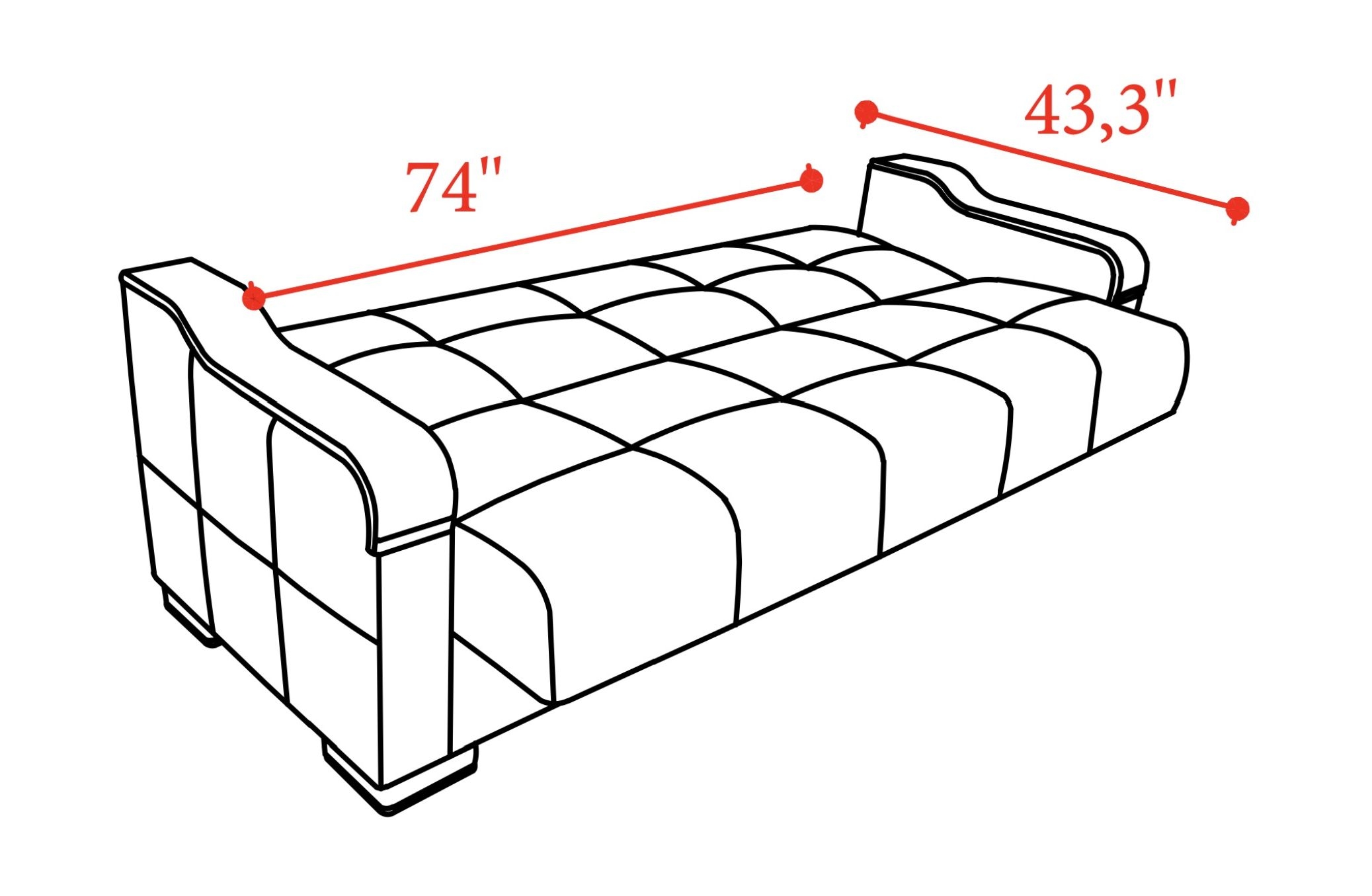 SM Uptown Fabric/PU Sleeper Sofa with Storage
