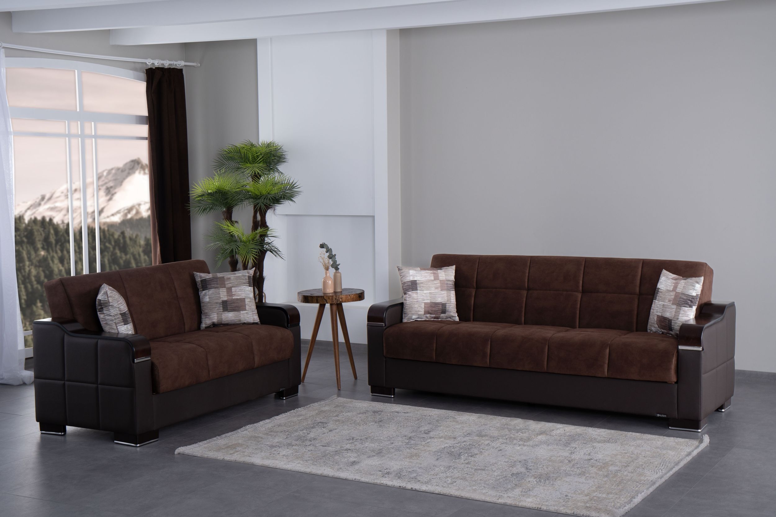 SM Uptown Fabric/PU Convertible Living Room Set