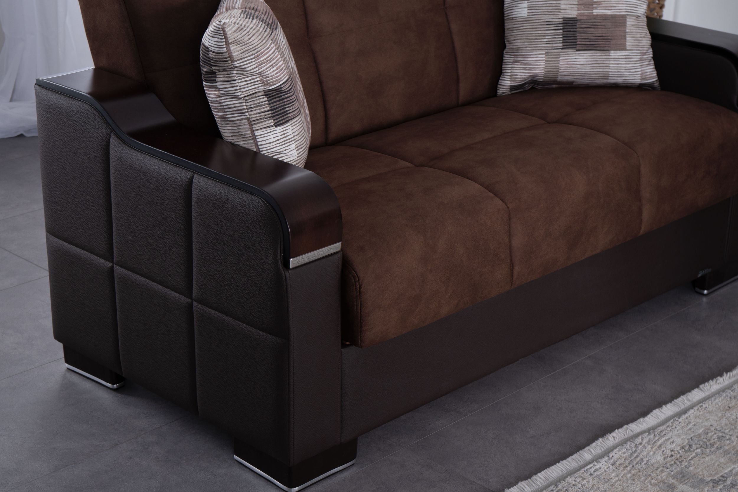 SM Uptown Fabric/PU Sleeper Sofa with Storage