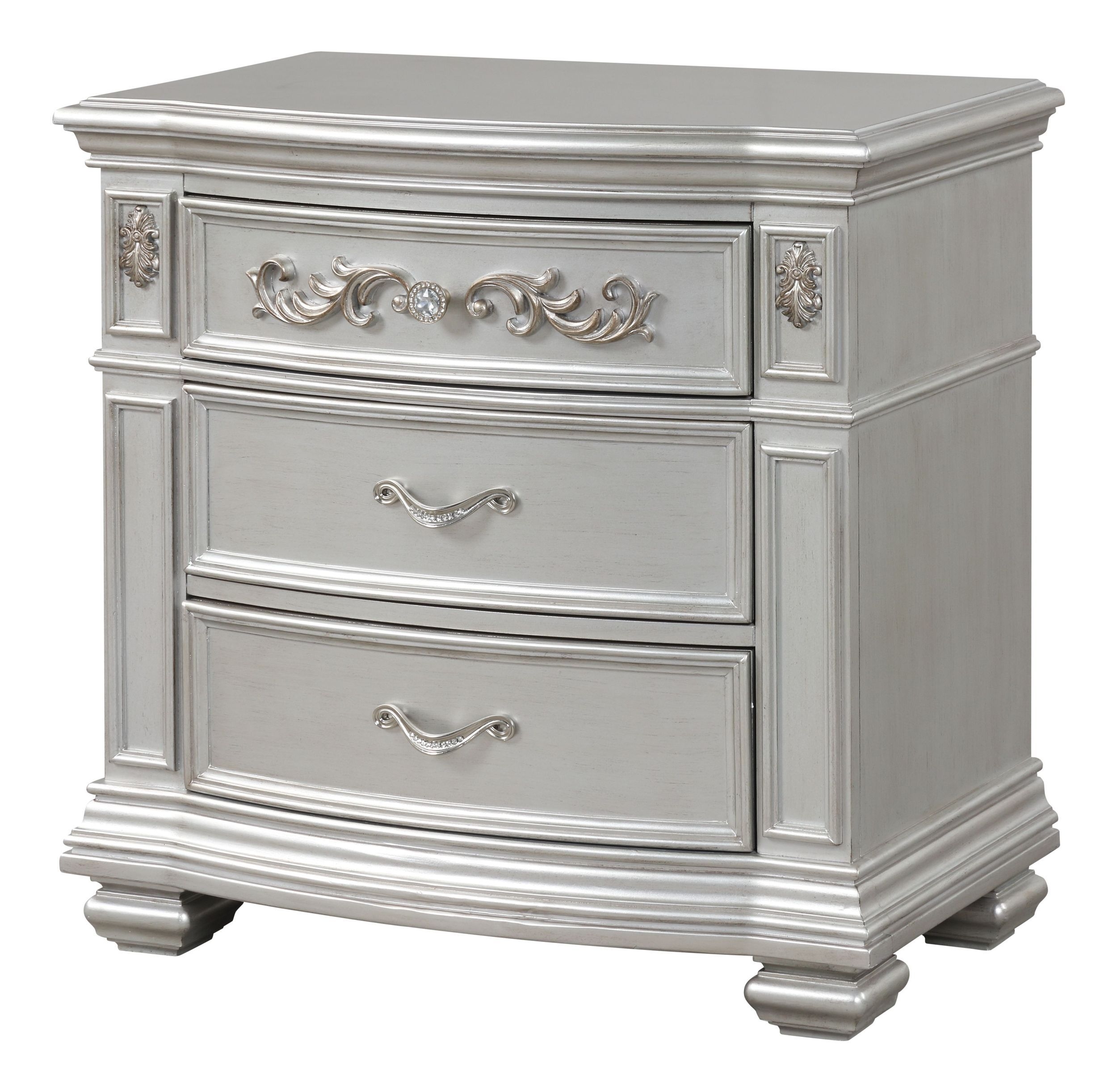 Valentina 3-Drawer Wood Veneer Nightstand