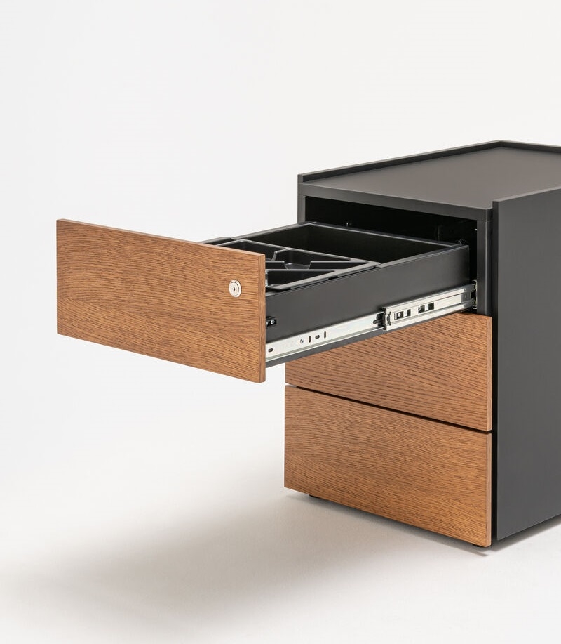 Viga Office D23.6" Veneer Lockable Pedestal w/3 Drawers
