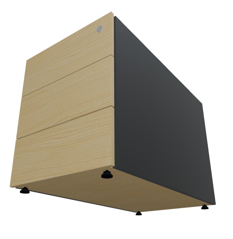 Viga Office D31.5" Veneer Lockable Pedestal w/3 Drawers & 2 Back-Facing Open Shelves