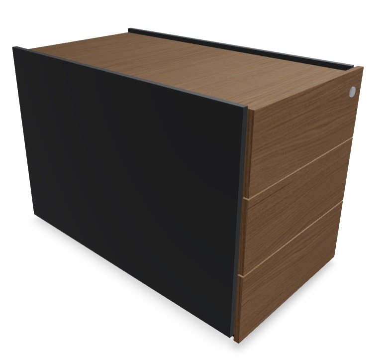 Viga Office D31.5" Veneer Lockable Pedestal w/3 Drawers & 2 Back-Facing Open Shelves