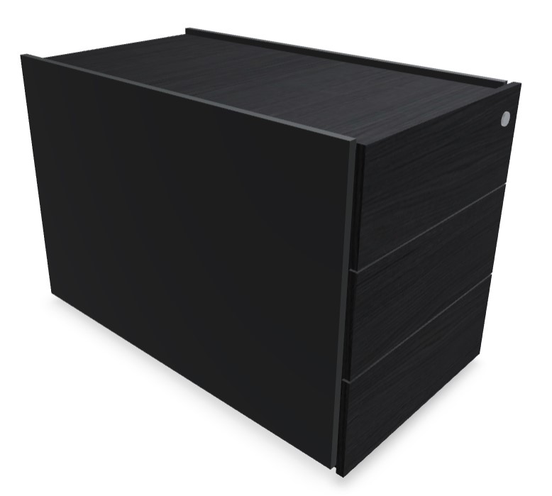 Viga Office D31.5" Veneer Lockable Pedestal w/3 Drawers & 2 Back-Facing Open Shelves