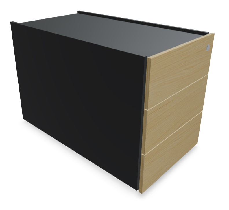 Viga Office D31.5" Veneer Lockable Pedestal w/3 Drawers & 2 Back-Facing Open Shelves