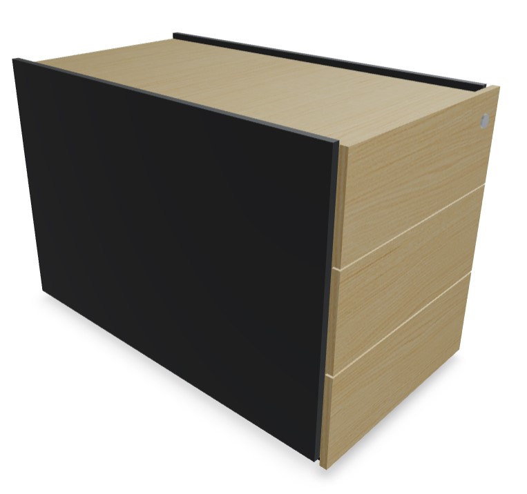 Viga Office D31.5" Veneer Lockable Pedestal w/3 Drawers & 2 Back-Facing Open Shelves