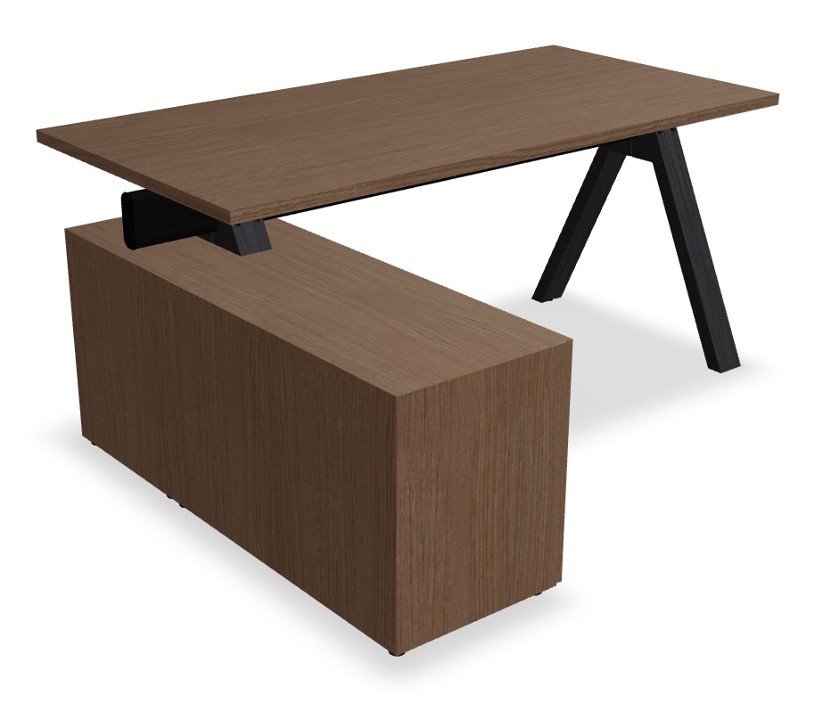 Viga Office Veneer Single Desk w/Managerial Storage w/3 Fronts Left, W62.9" x D51.1"