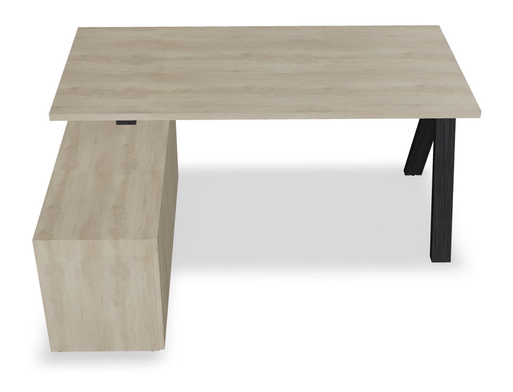 Viga Office Melamine Single Desk w/Managerial Storage w/3 Fronts Left, W62.9" x D51.1"