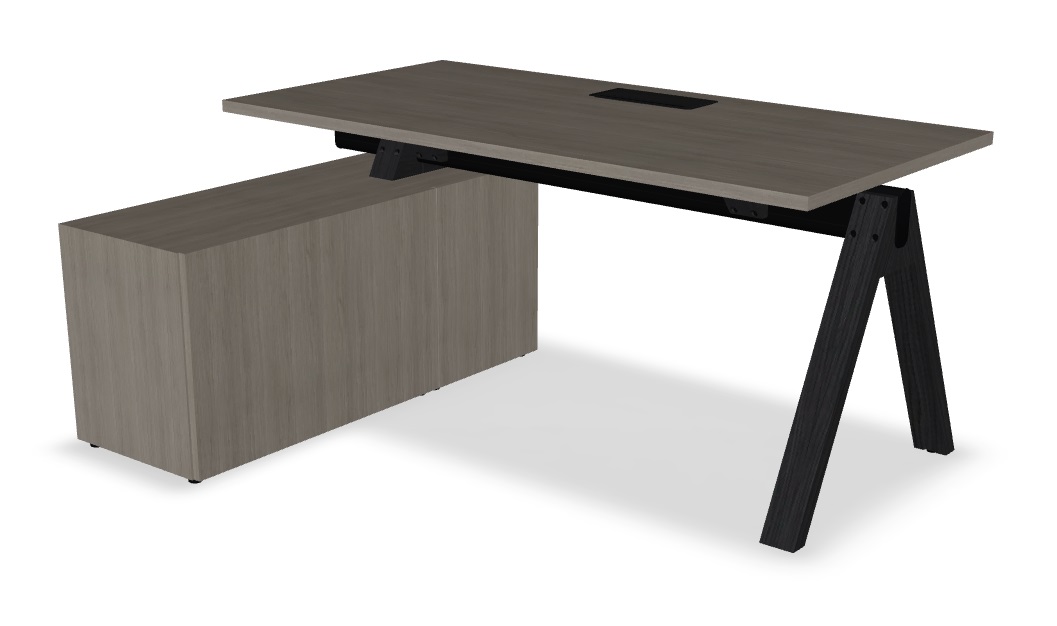 Viga Office Melamine Single Desk w/Managerial Storage w/3 Fronts Left, W62.9" x D51.1"