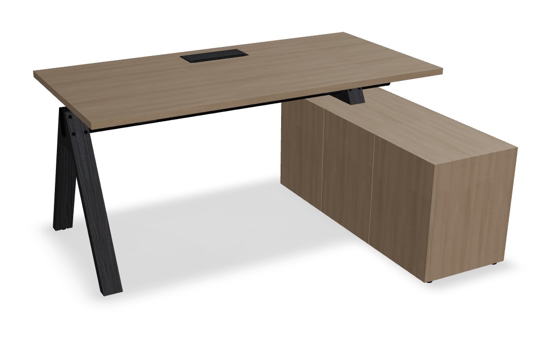 Viga Office Melamine Single Desk w/Managerial Storage w/3 Fronts Right, W62.9" x D51.1"