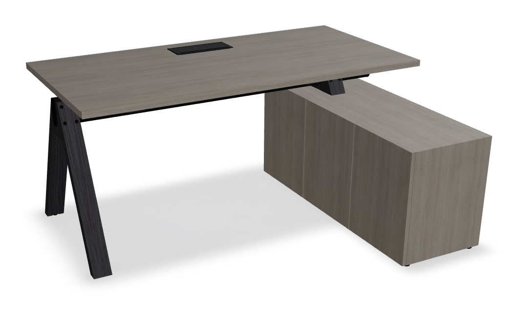 Viga Office Melamine Single Desk w/Managerial Storage w/3 Fronts Right, W62.9" x D51.1"