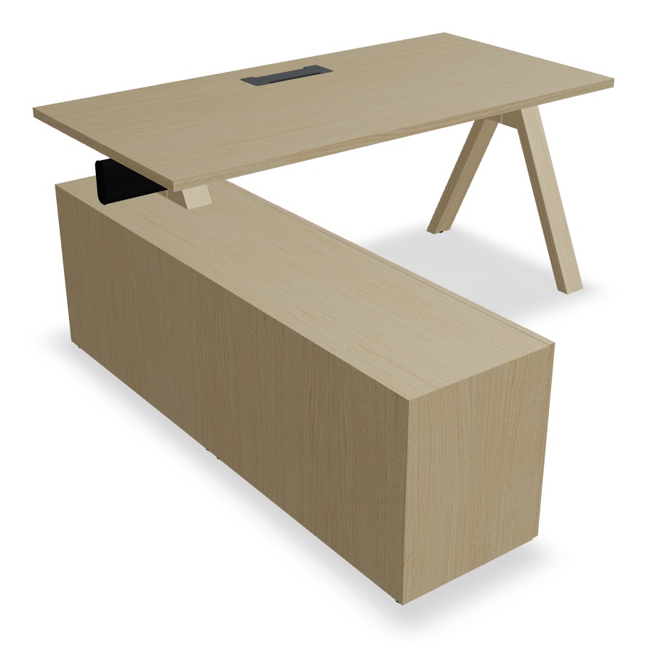 Viga Office Veneer Single Desk w/Managerial Storage w/4 Fronts Left, W62.9" x D66.5"