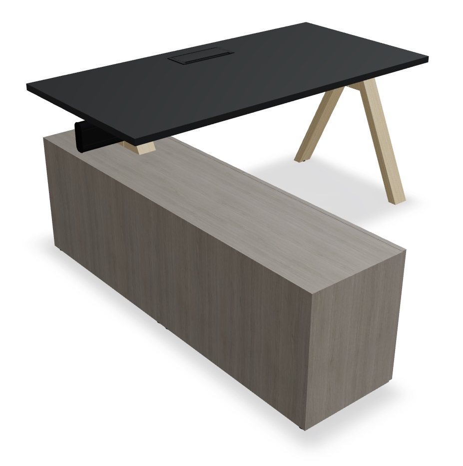 Viga Office Melamine Single Desk w/Managerial Storage w/4 Fronts Left, W62.9" x D66.5"