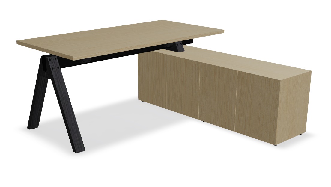 Viga Office Veneer Single Desk w/Managerial Storage w/4 Fronts Right, W62.9" x D66.5"