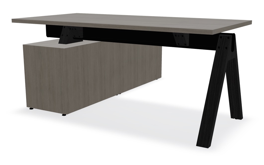 Viga Office Melamine Single Desk w/Managerial Storage w/4 Fronts Right, W62.9" x D66.5"