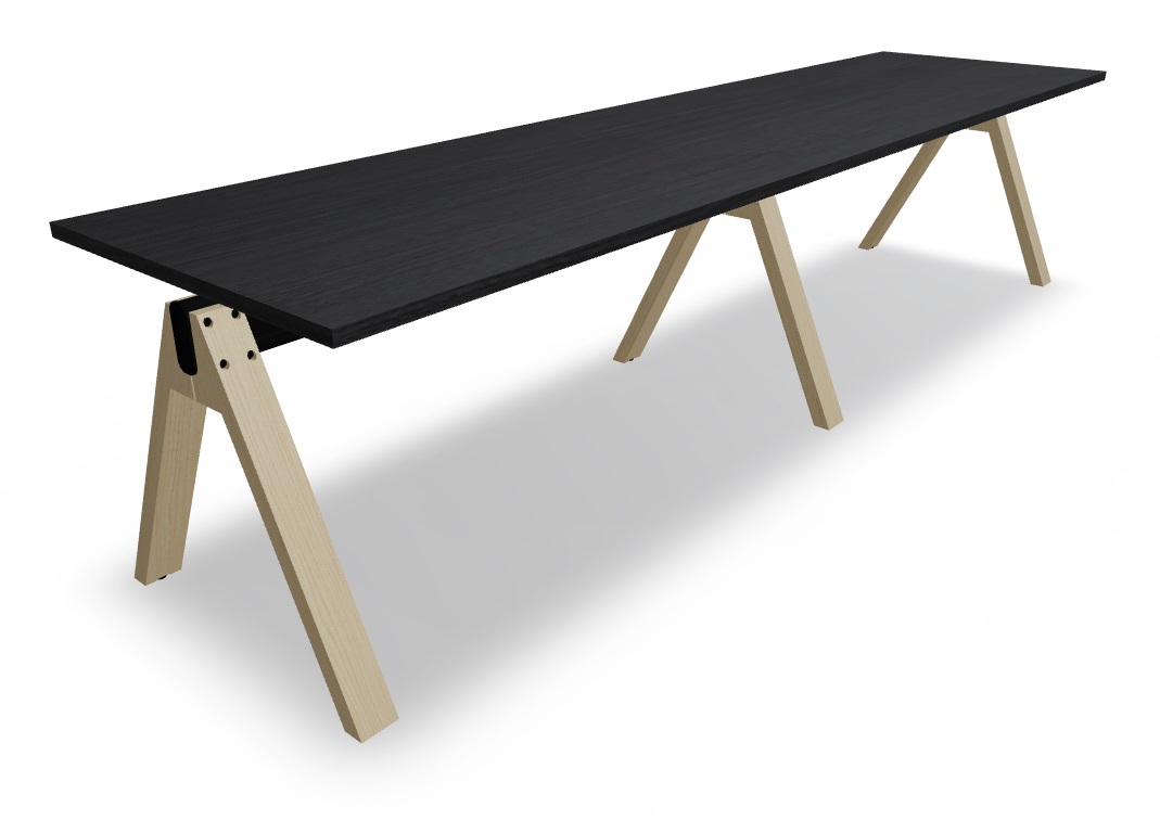 Viga Office Veneer Single-Row 2-Desk Bench