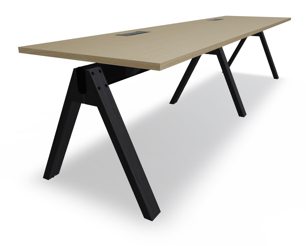 Viga Office Veneer Single-Row 2-Desk Bench