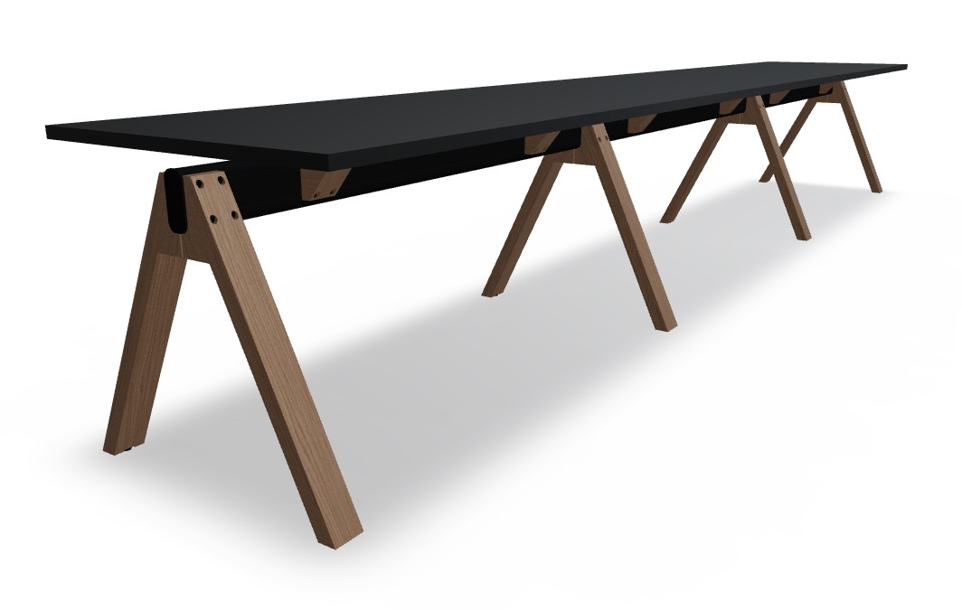 Viga Office Melamine Single-Row 3-Desk Bench