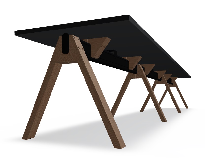 Viga Office Melamine Single-Row 3-Desk Bench