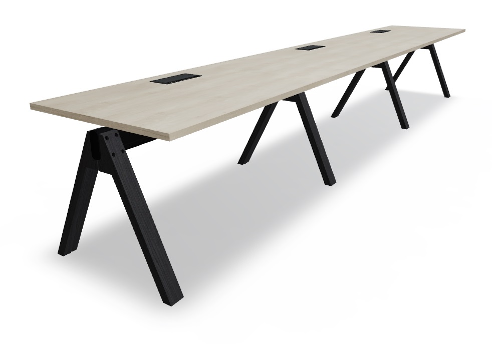 Viga Office Melamine Single-Row 3-Desk Bench