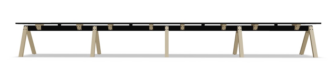 Viga Office Melamine Single-Row 4-Desk Bench
