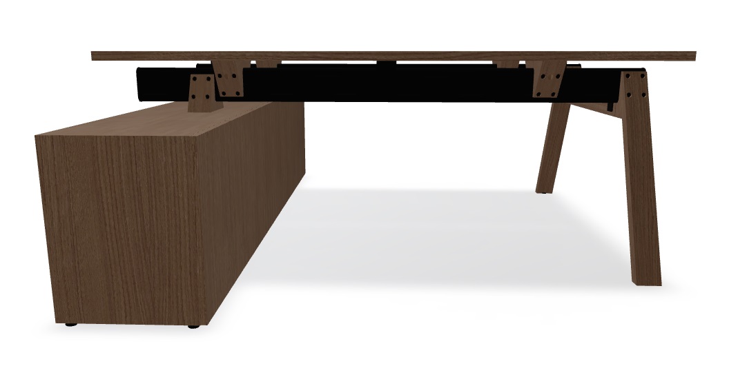 Viga 63" Office Veneer 2-Desk Bench w/3 Doors