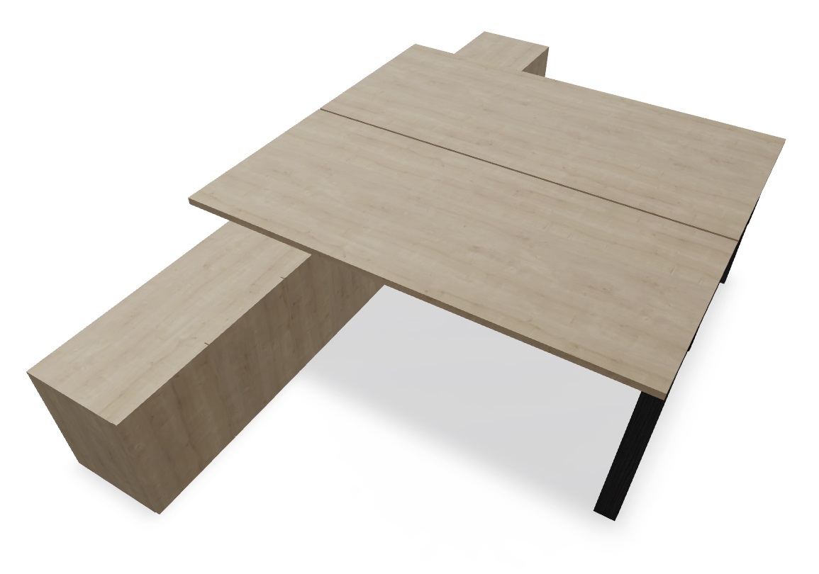 Viga 70" Office Melamine 2-Desk Bench w/4 Doors Storage