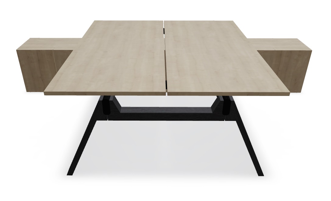 Viga 70" Office Melamine 2-Desk Bench w/4 Doors Storage