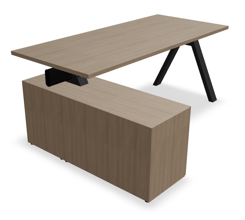 Viga Office Melamine Single Desk w/Managerial Storage w/3 Fronts Left, W70.8" x D51.1"