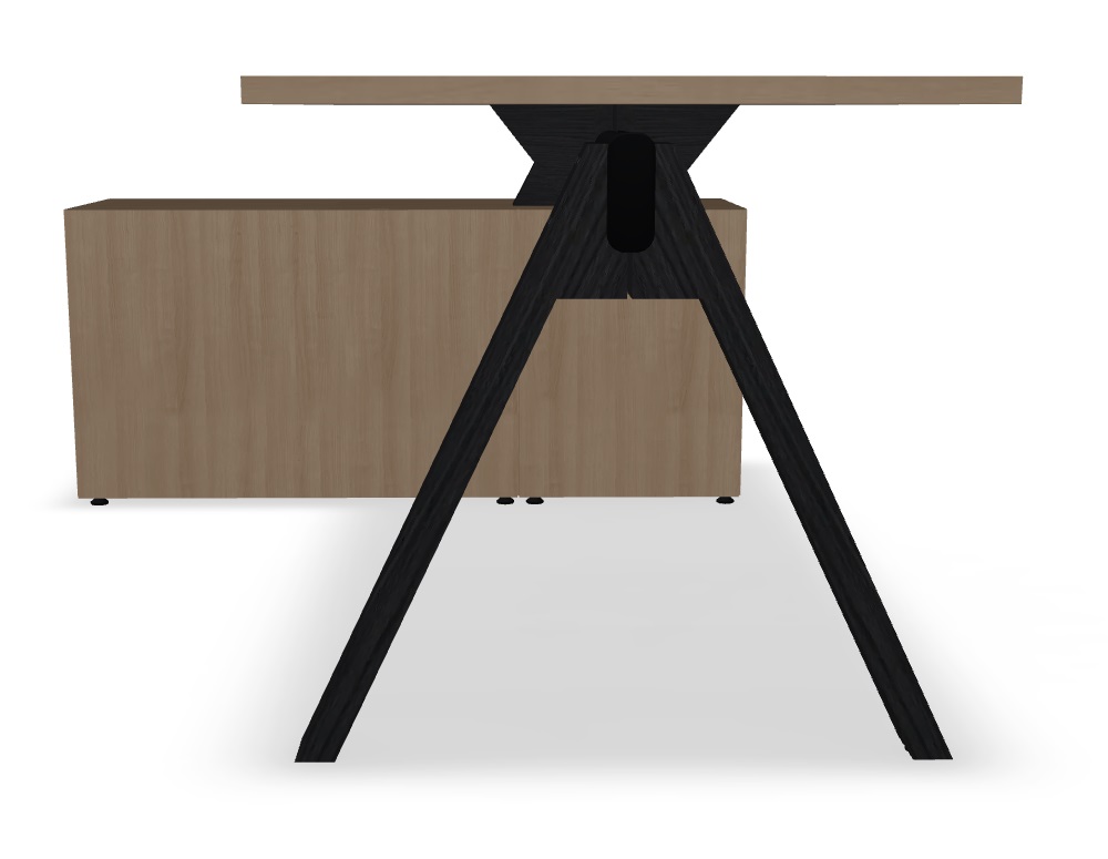 Viga Office Melamine Single Desk w/Managerial Storage w/3 Fronts