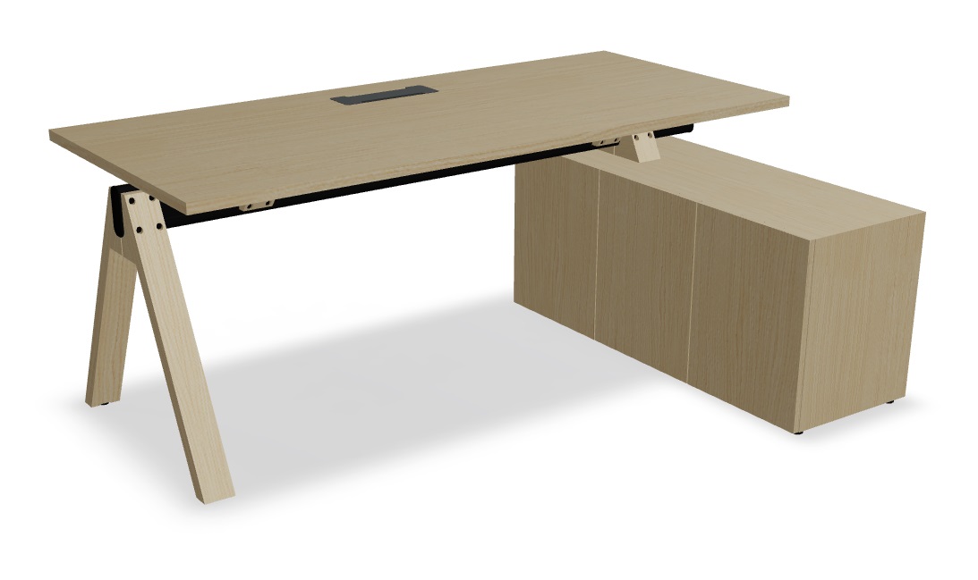 Viga Office Veneer Single Desk w/Managerial Storage w/3 Fronts