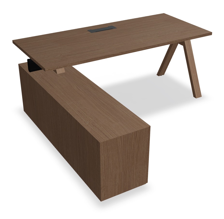 Viga Office Veneer Single Desk w/Managerial Storage w/4 Fronts Left, W70.8" x D66.5"