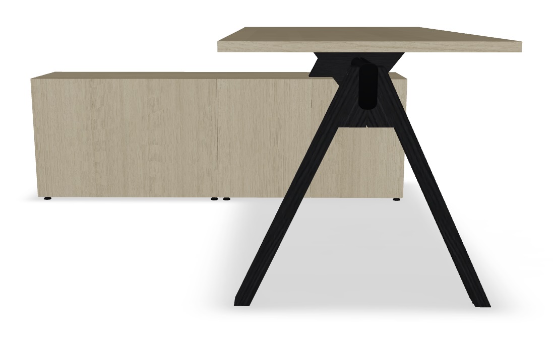 Viga Office Melamine Single Desk w/Managerial Storage w/4 Fronts Left, W70.8" x D66.5"