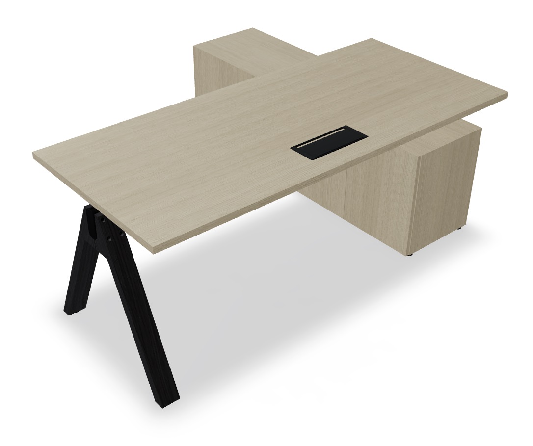 Viga Office Melamine Single Desk w/Managerial Storage w/4 Fronts Left, W70.8" x D66.5"