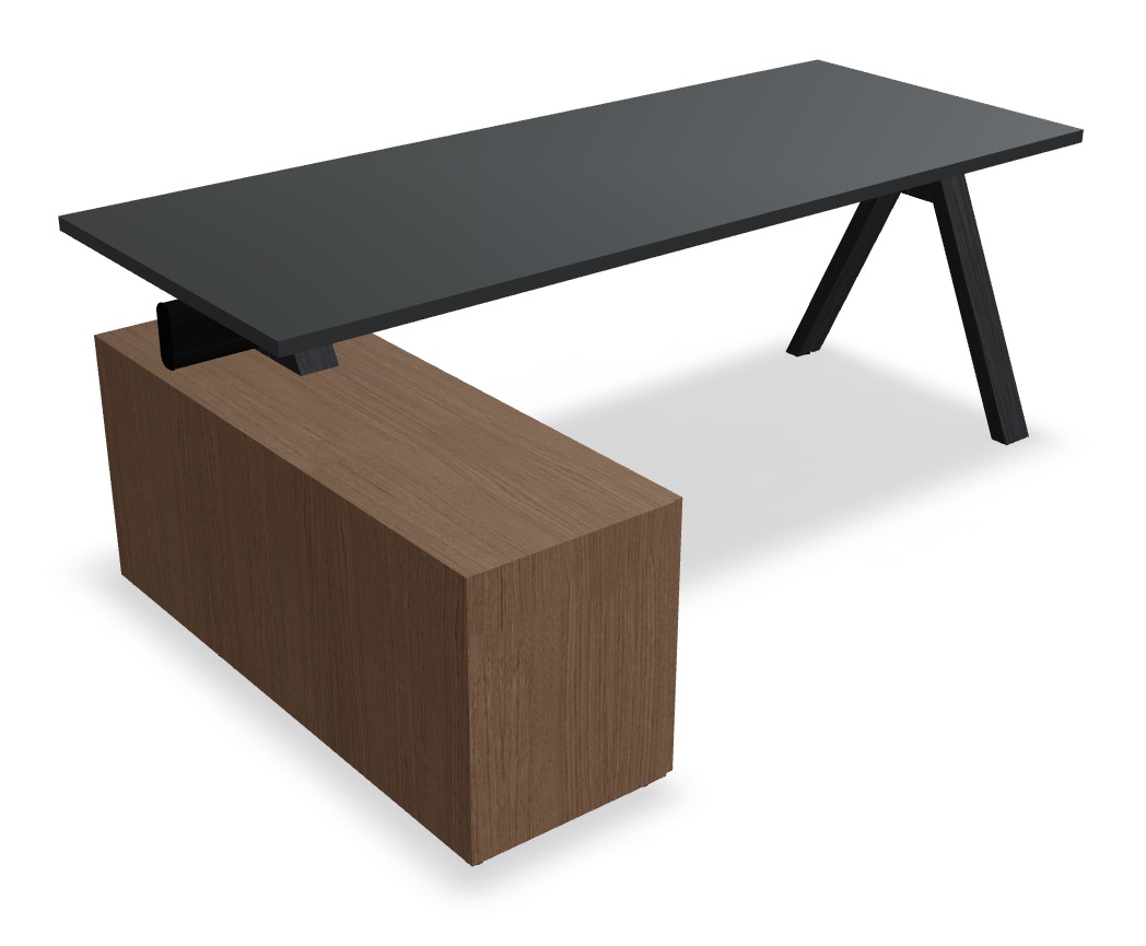 Viga Office Veneer Single Desk w/Managerial Storage w/3 Fronts Left, W78.7" x D51.1"