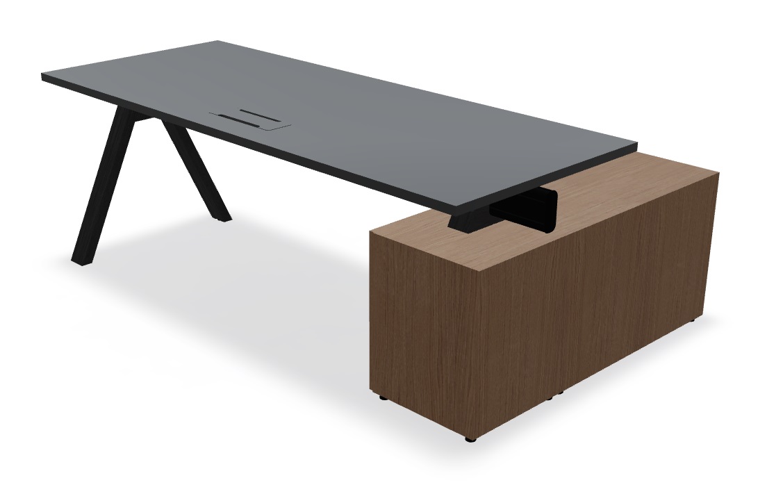 Viga Office Veneer Single Desk w/Managerial Storage w/3 Fronts