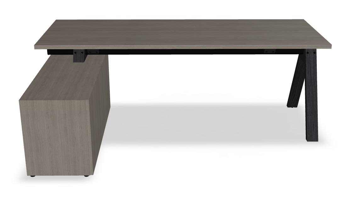 Viga Office Melamine Single Desk w/Managerial Storage w/3 Fronts Left, W78.7" x D51.1"