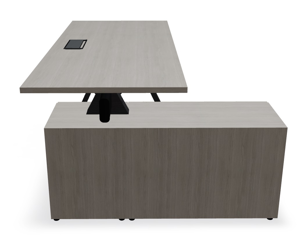 Viga Office Melamine Single Desk w/Managerial Storage w/3 Fronts Left, W78.7" x D51.1"
