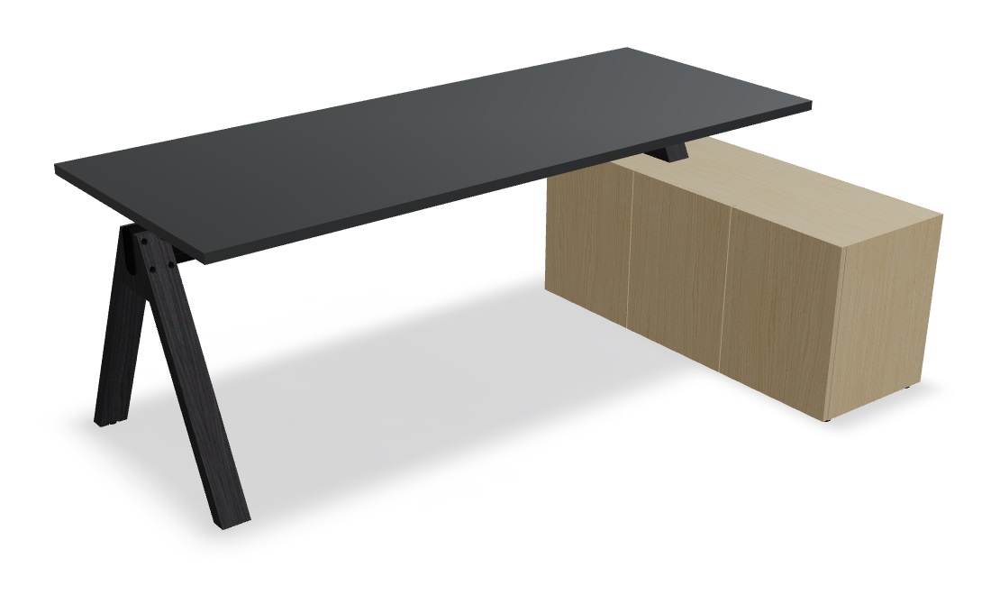 Viga Office Veneer Single Desk w/Managerial Storage w/3 Fronts