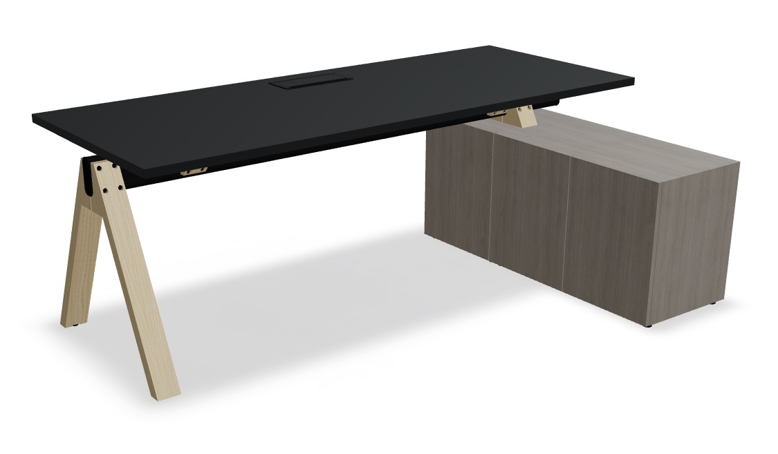 Viga Office Melamine Single Desk w/Managerial Storage w/3 Fronts Right, W78.7" x D51.1"