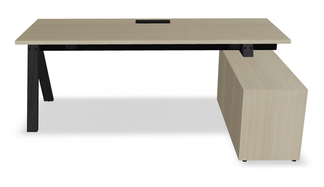 Viga Office Melamine Single Desk w/Managerial Storage w/3 Fronts Right, W78.7" x D51.1"
