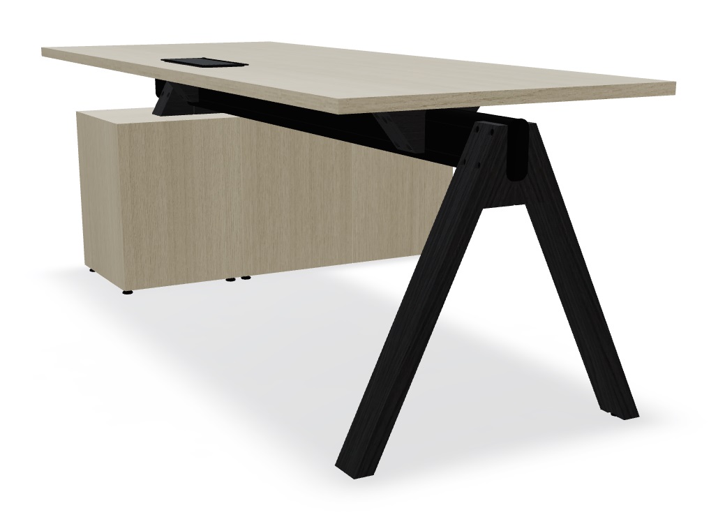 Viga Office Melamine Single Desk w/Managerial Storage w/3 Fronts Right, W78.7" x D51.1"