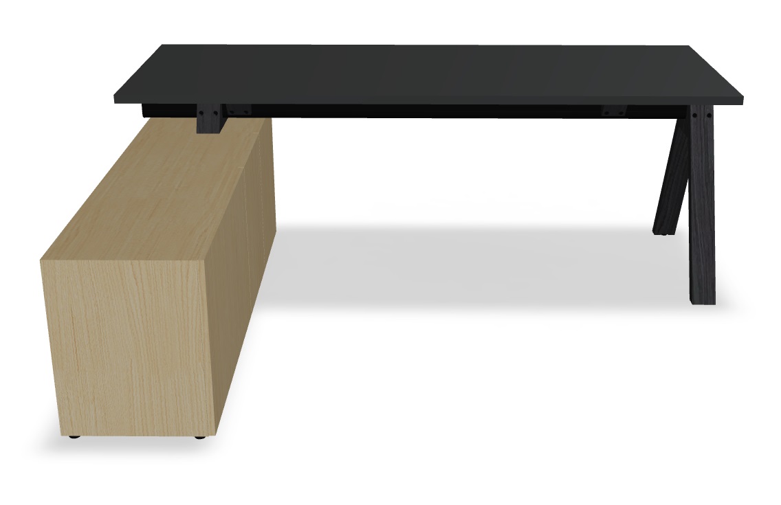 Viga Office Veneer Single Desk w/Managerial Storage w/4 Fronts Left, W78.7" x D66.5"