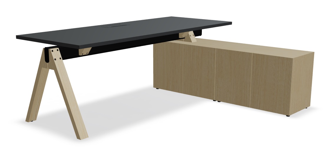 Viga Office Veneer Single Desk w/Managerial Storage w/4 Fronts Right, W78.7" x D66.5"