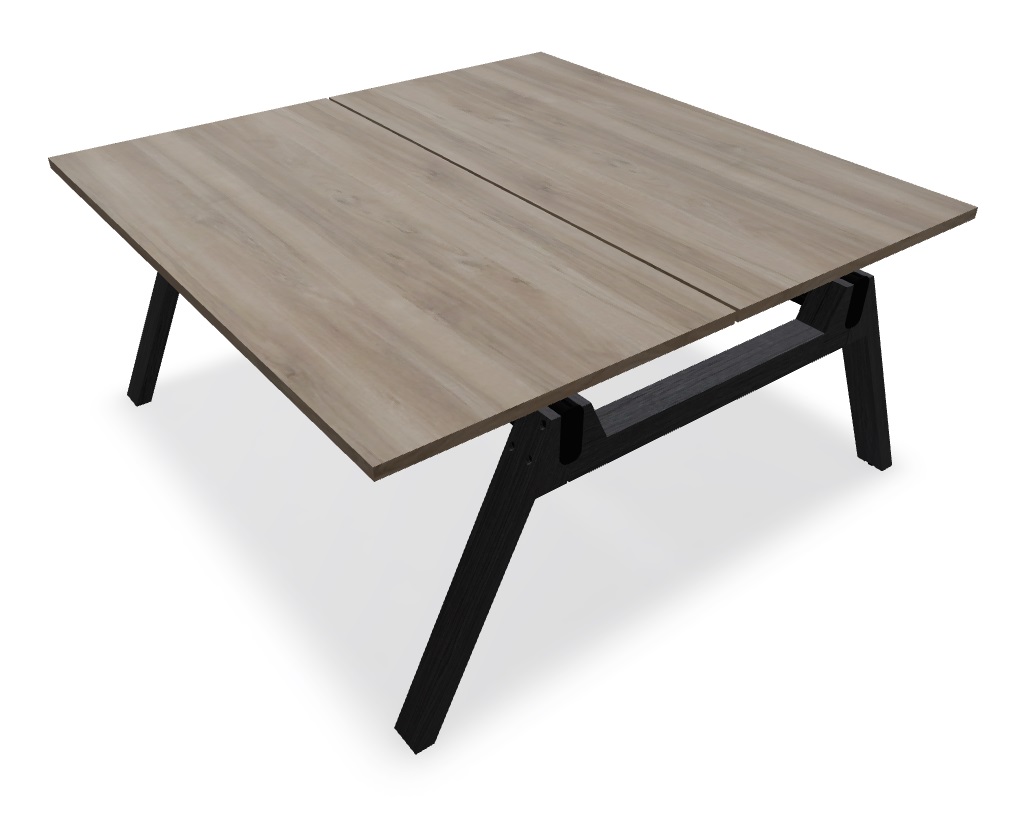 Viga Office Melamine Straight 2-Desk Bench, W62.9" x D63.3"