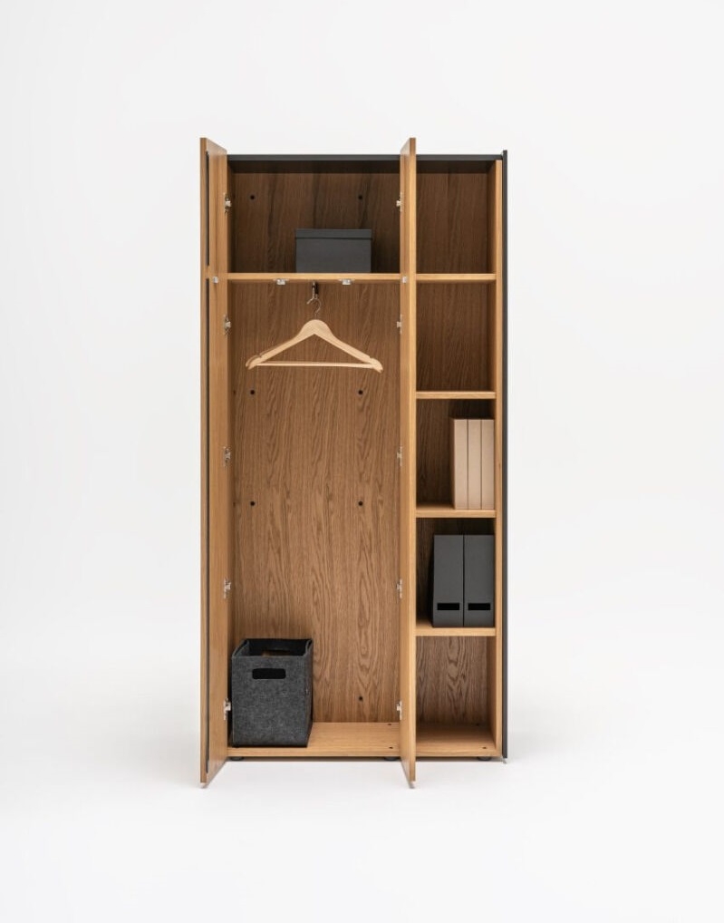 Viga Office H76.5" Veneer/HPL Wardrobe w/Open Bookcase