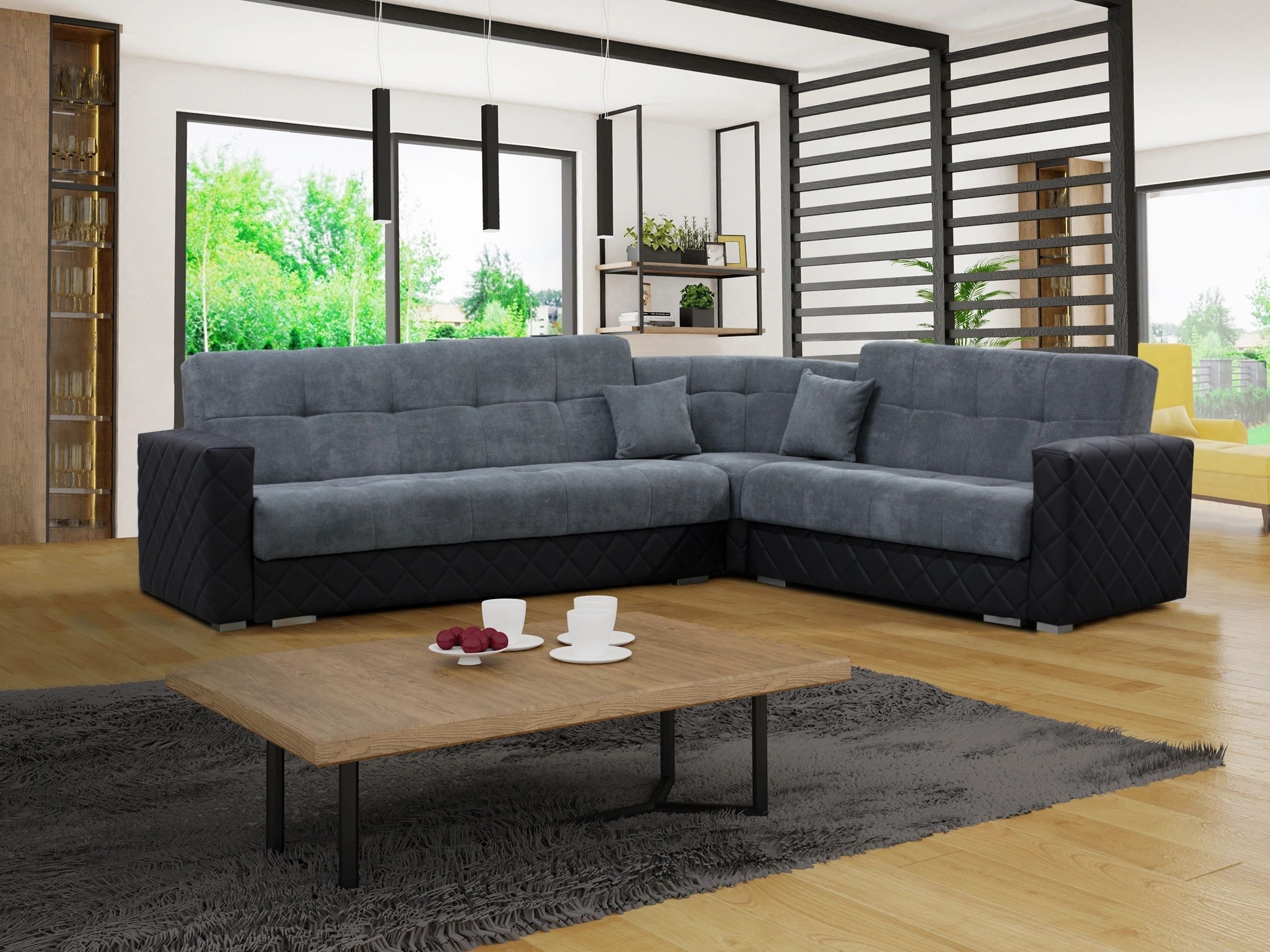 Porto L-Shaped Fabric Convertible Storage Sectional Sofa