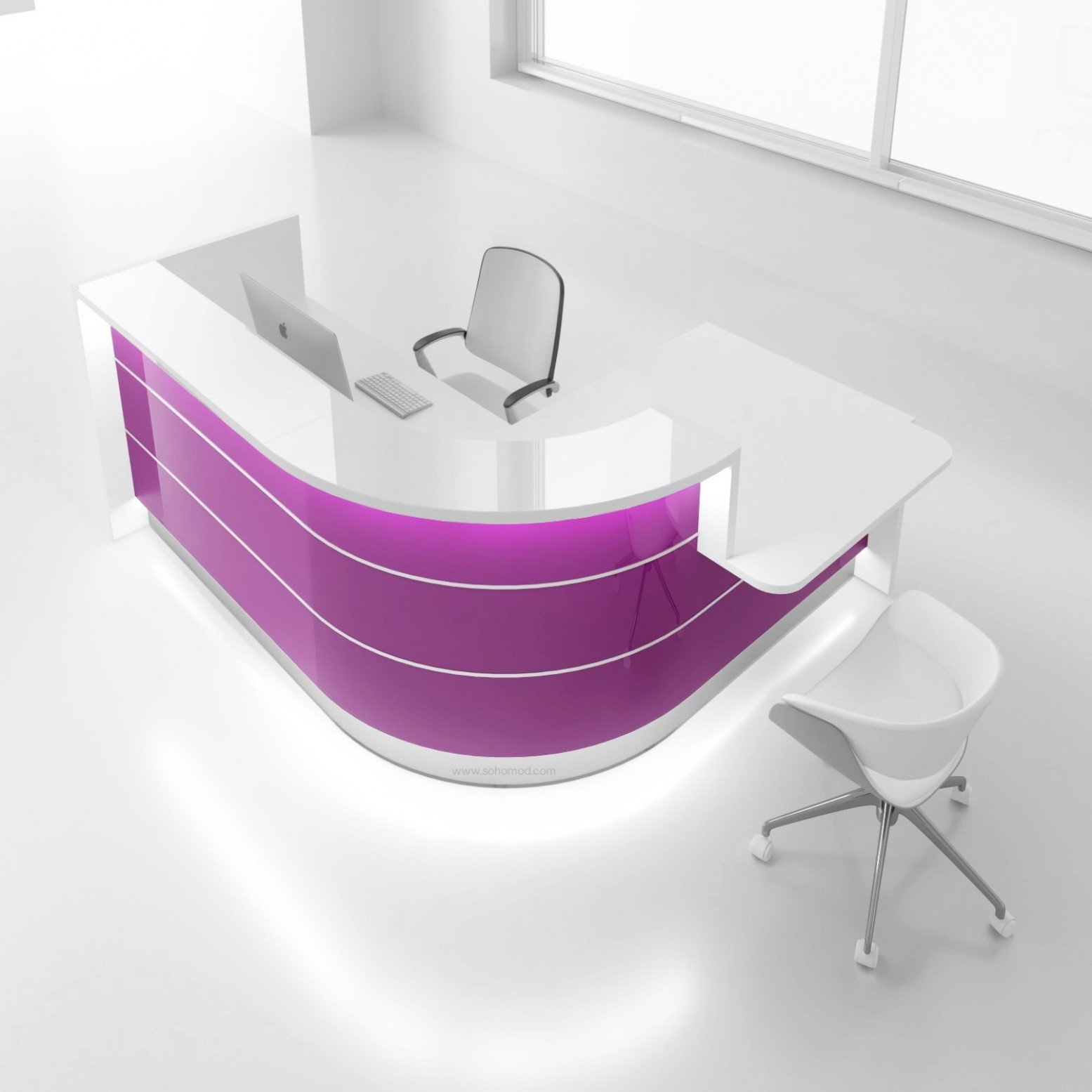MDD Valde 96" Corner Reception Desk With LED Lights